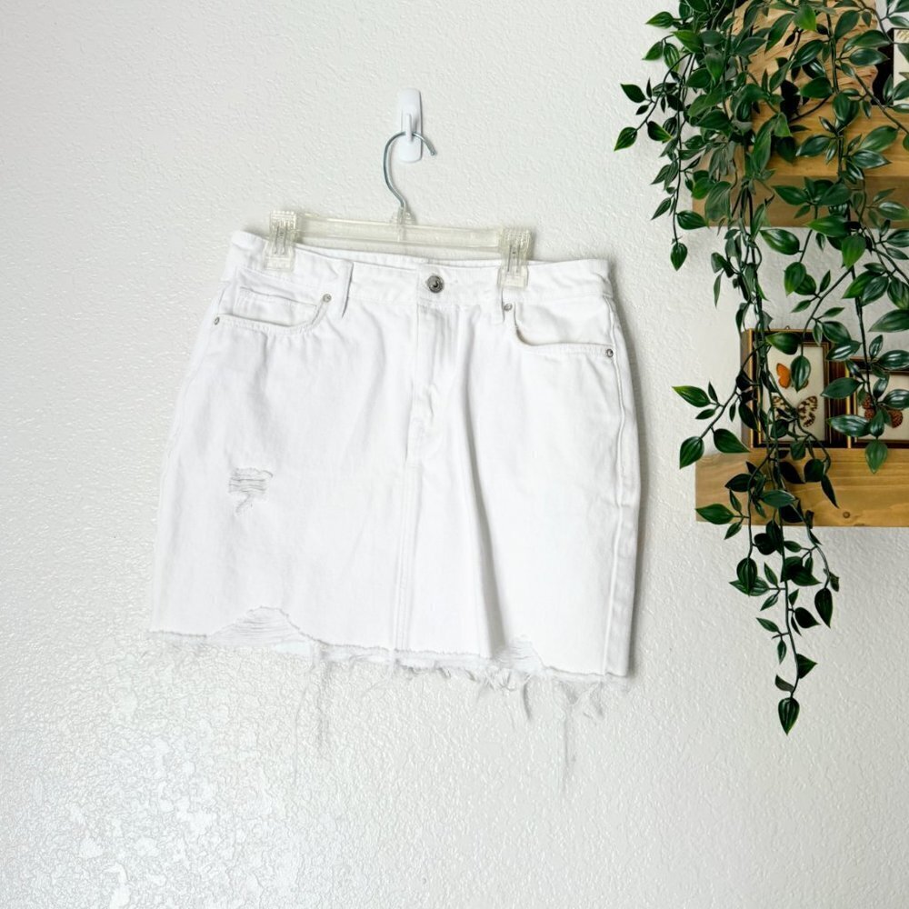 🦋 ALL SAINTS Betty Distressed White Denim Skirt Size 6 Coquette Boho Y2k Retro